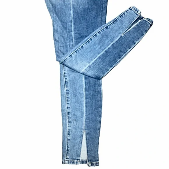 BLANK NYC Women’s Size 27 R Santa Fe Bond Midrise Split Hem Skinny Blue Jeans - Picture 10 of 16